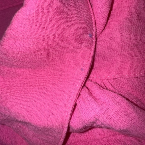 Day & Moon Bright Pink Button-Up crop gauzy bubble Shirt 100% cotton NWT Size M - Picture 8 of 14